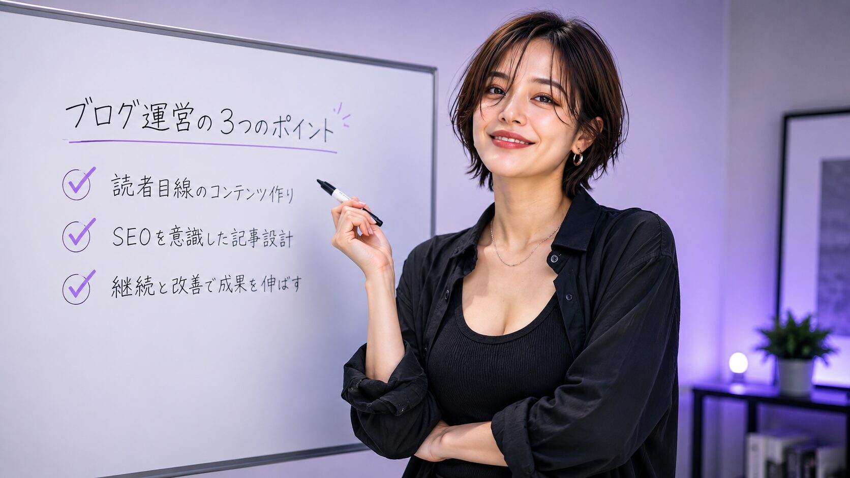 必要なAIツールのリストをホワイトボードで整理する美帆さん